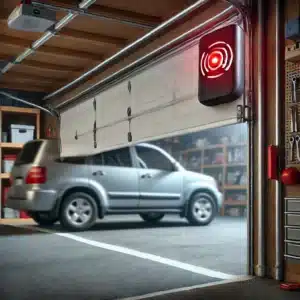 garage door with a malfunctioning sensor